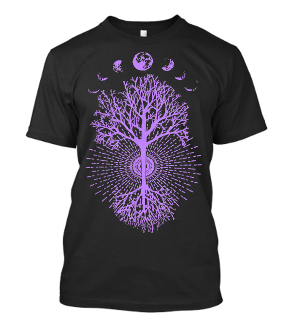 Phases Of The Moon With Radiant Purple Tree Of Life Symmetry T-Shirt