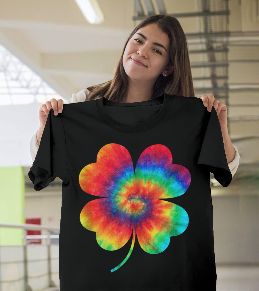 Shamrock St Patricks Day Rainbow Tie Dye Ocean T-Shirt