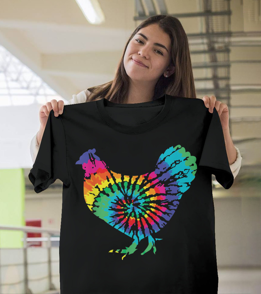 Tie Dye Rainbow Chicken for Backyard Farmers T-Shirt