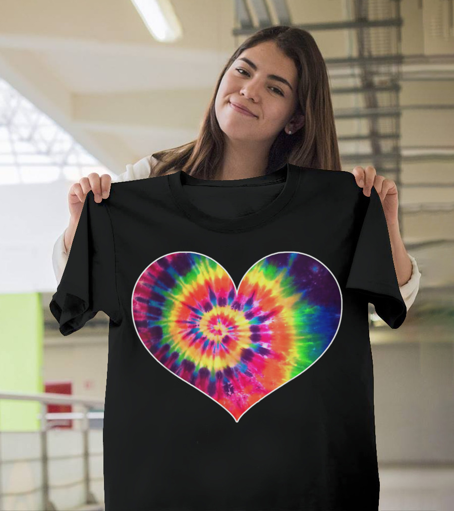 Tie Dyed Cute Heart Rainbow Valentine's Day Tyedye T-Shirt