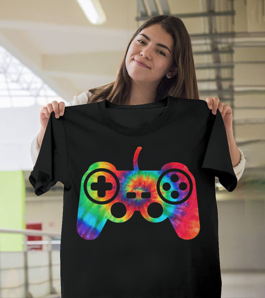 Video Game Controller Ocean Tie Dye Rainbow Hippie Hippy Costume T-Shirt