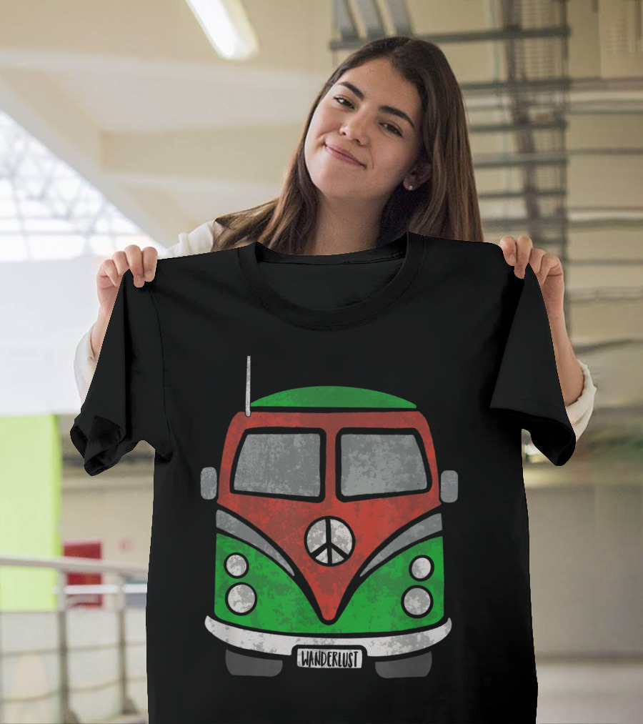 Wanderlust Vintage 1960s Hippie Van Microbus Peace T-Shirt
