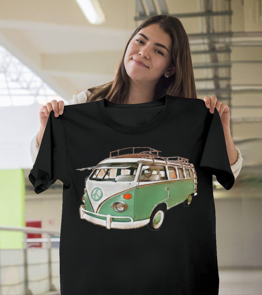 Vintage Peace Symbol Camper Van Micro Bus Surfer Van T-Shirt