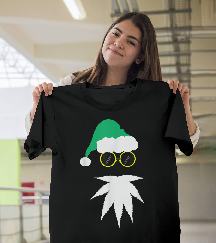 Santa Beard Weed Leaf Naughty Christmas Marijuana T-Shirt