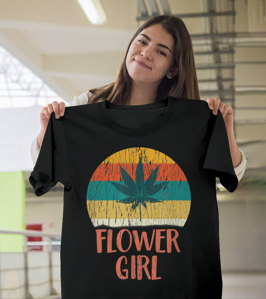 Flower Girl Vintage Weed Stoner Retro Stripe T-Shirt