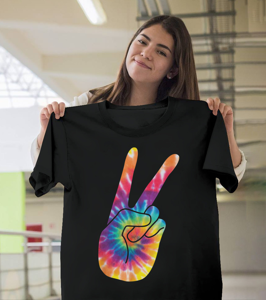 World Peace V Hand Sign 60s 70s Tie-Dye Cool T-Shirt