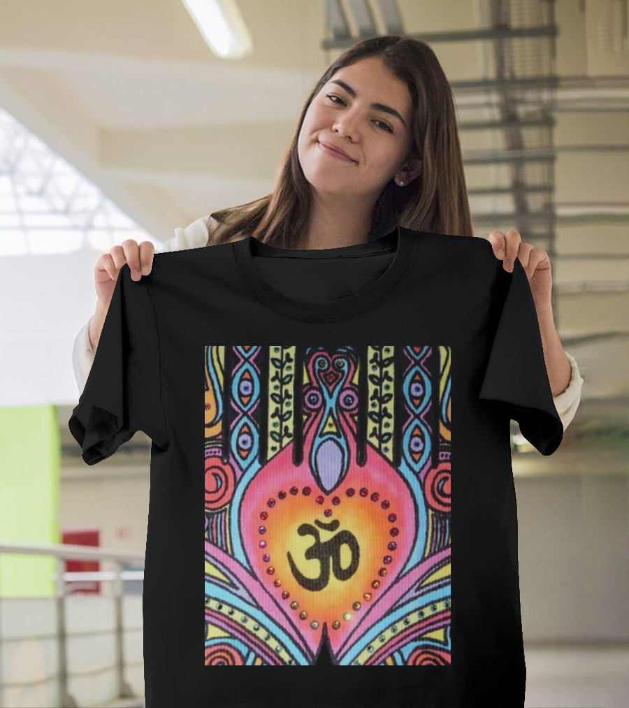Be Kind Hippy Om Symbol Colorful Mandala T-Shirt