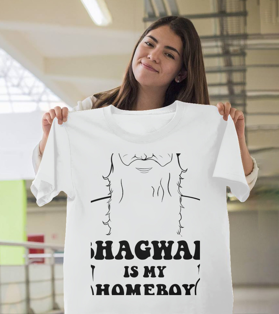 Bhagwan Is My Homeboy Beard Graphic Whitebaby Bluegraygreen T-Shirt