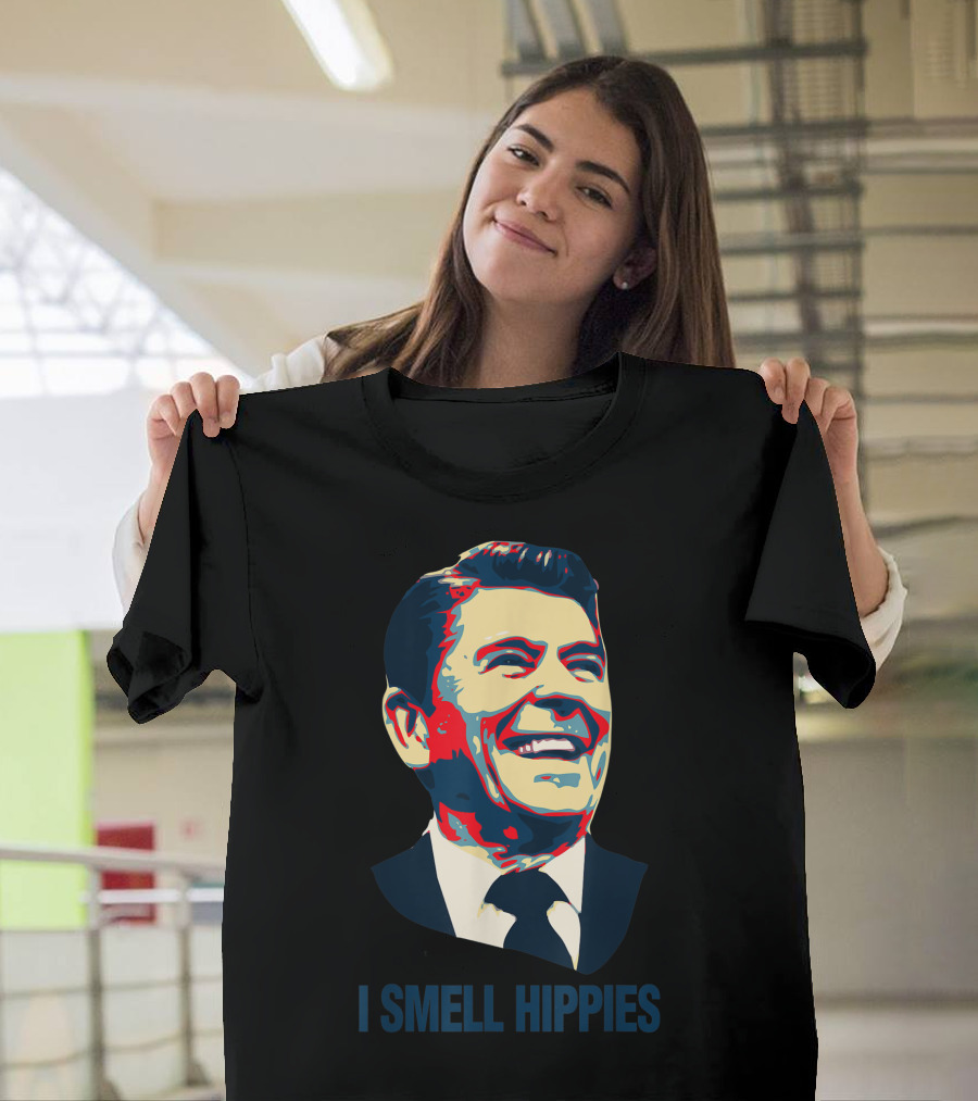 I Smell Hippies Ronald Reagan GOP USA T-Shirt