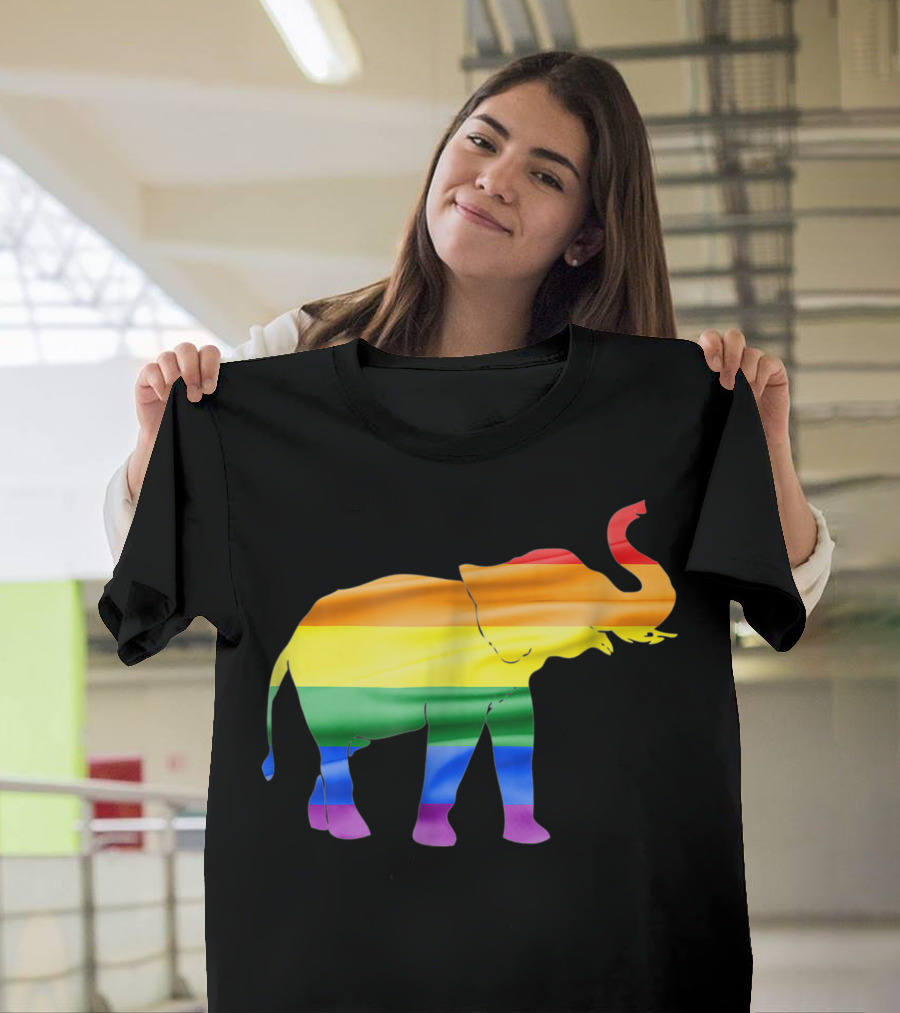 Elephant Rainbow Flag Gay Pride Colorful T-Shirt