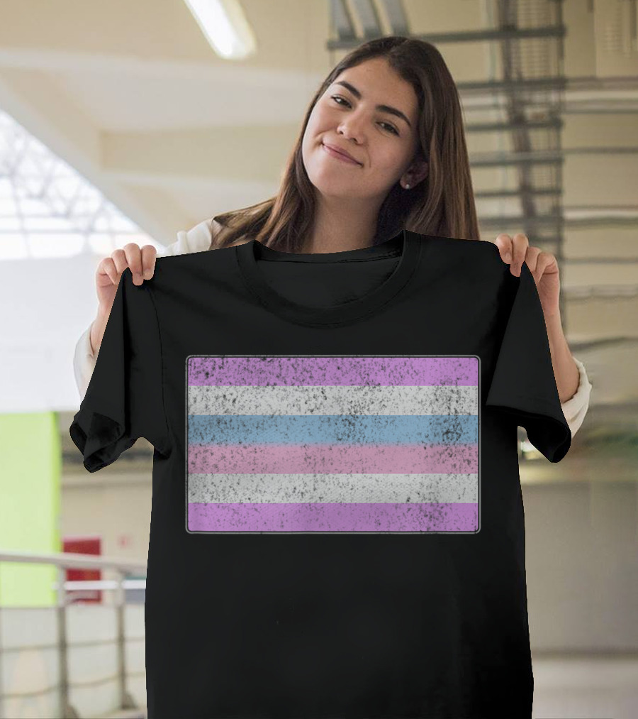 Distressed Bigender Pride Flag Iconic Symbol with Unique T-Shirt