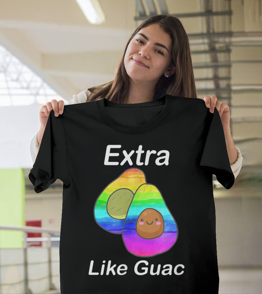 Extra Like Guac Avocado Rainbow Gay Pride T-Shirt