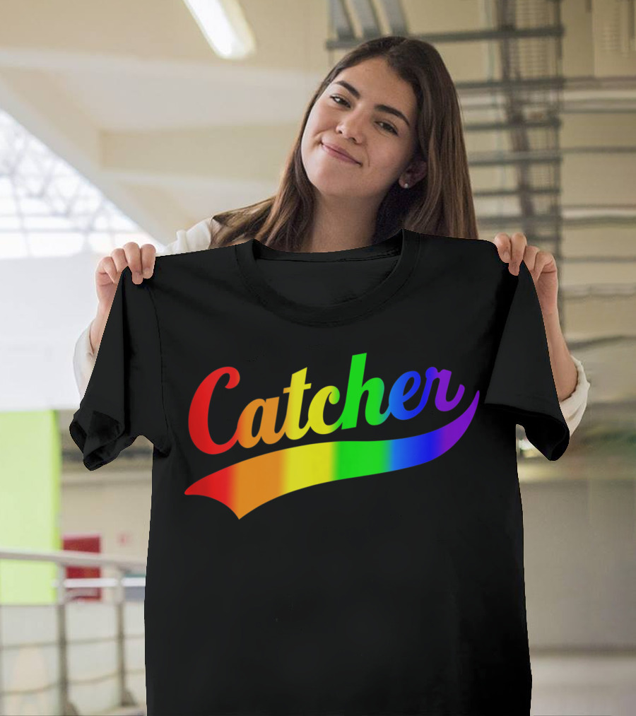 Catcher Rainbow Gay Pride Baseball T-Shirt