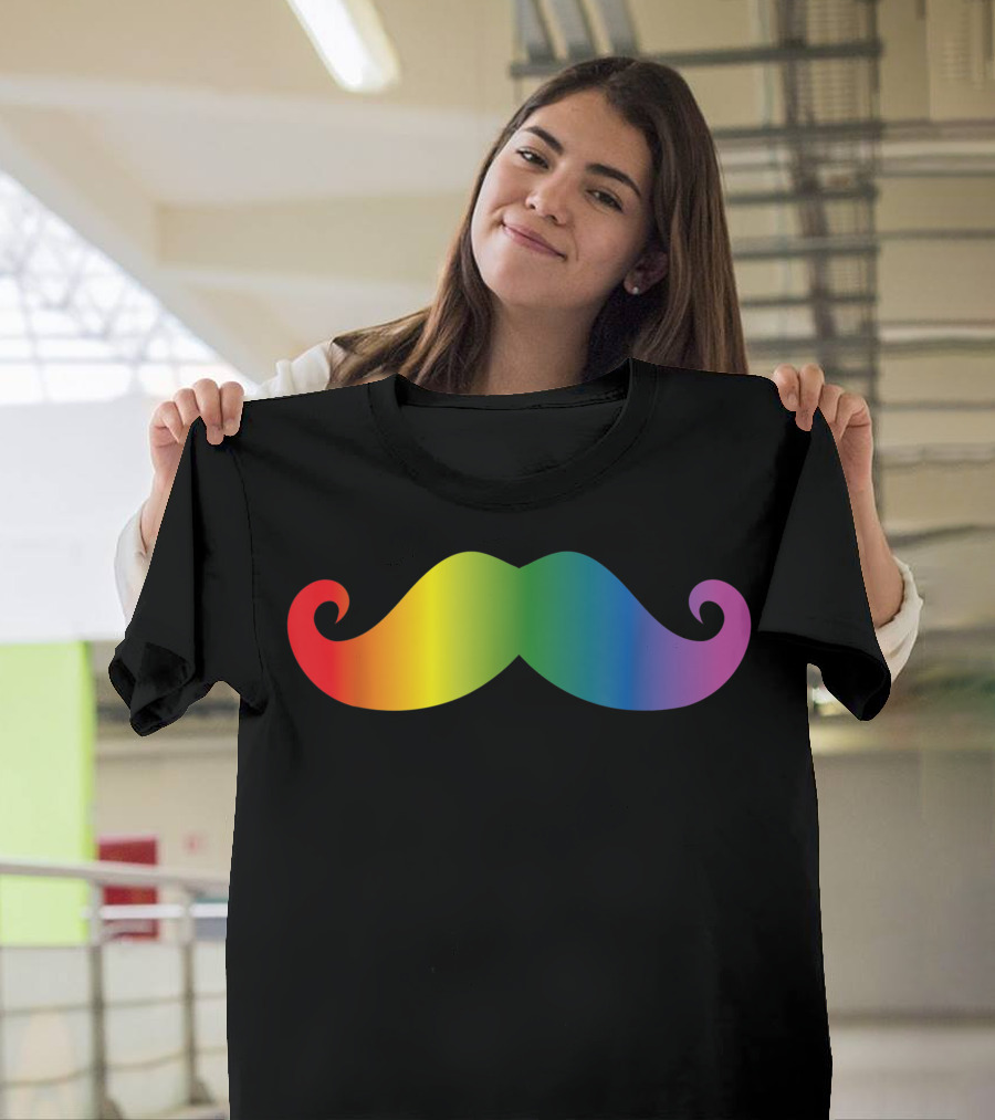 Rainbow Mustache Best Disguise Gag Mustache Party Fun T-Shirt