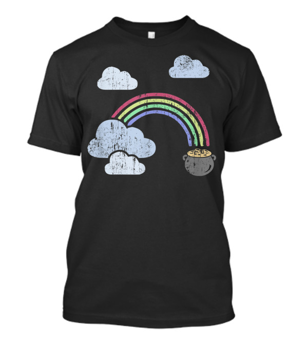 St Patricks Day Clouds Rainbow Pot Of Leprechaun Gold T-Shirt