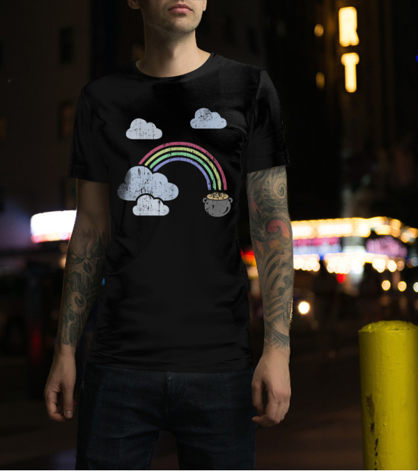 St Patricks Day Clouds Rainbow Pot Of Leprechaun Gold T-Shirt