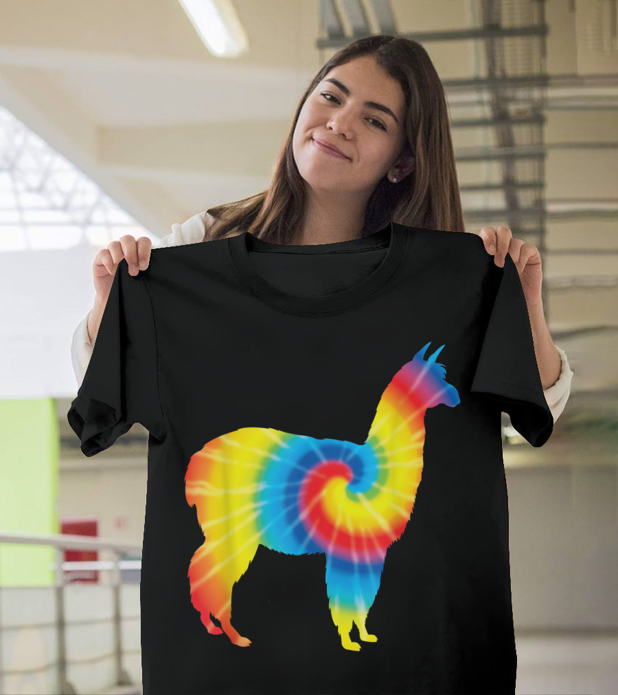 Tie Dye Alpaca Rainbow Vicuna Llama Hippie Peace Up T-Shirt