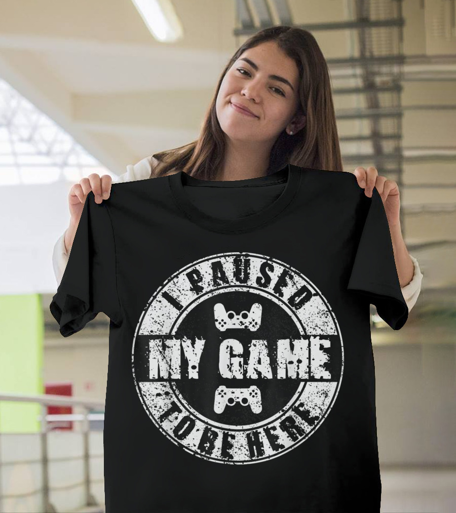 I Paused My Game To Be Here Gaming Controller Icon T-Shirt