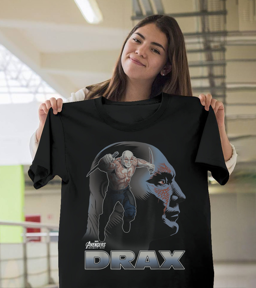 Marvel Avengers Infinity War Drax Big Head Dynamic Profile T-Shirt