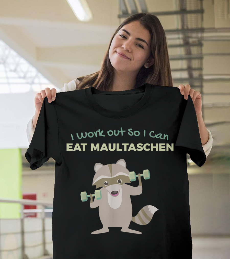 Raccoon Gym Workout Maultaschen Motivation Fitness T-Shirt