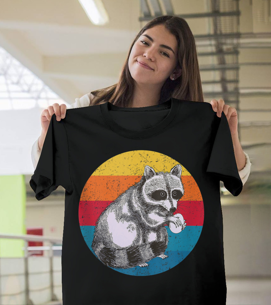 Raccoon Retro Rainbow Cool Style Racoons T3 T-Shirt