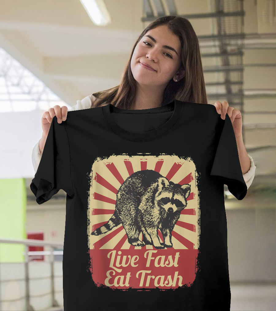 Live Fast Eat Trash Raccoon Panda T-Shirt