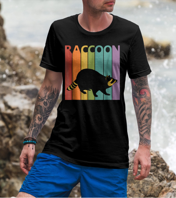 Raccoon Retro Rainbow T-Shirt