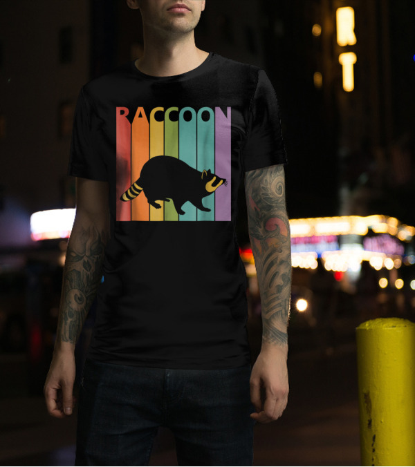 Raccoon Retro Rainbow T-Shirt
