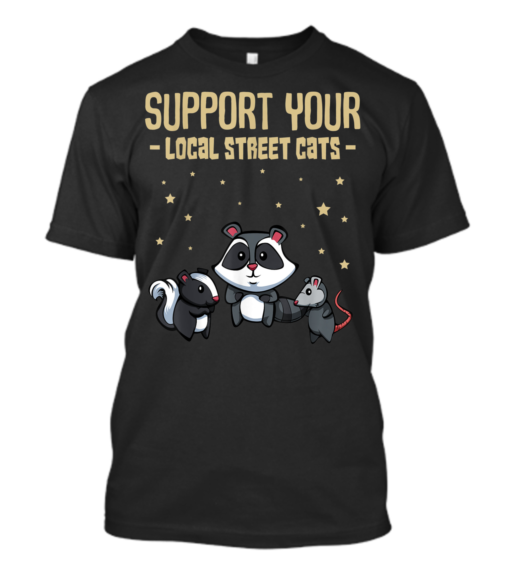 Support Your Local Street Cats Skunk Raccoon Opossum Stars T-Shirt