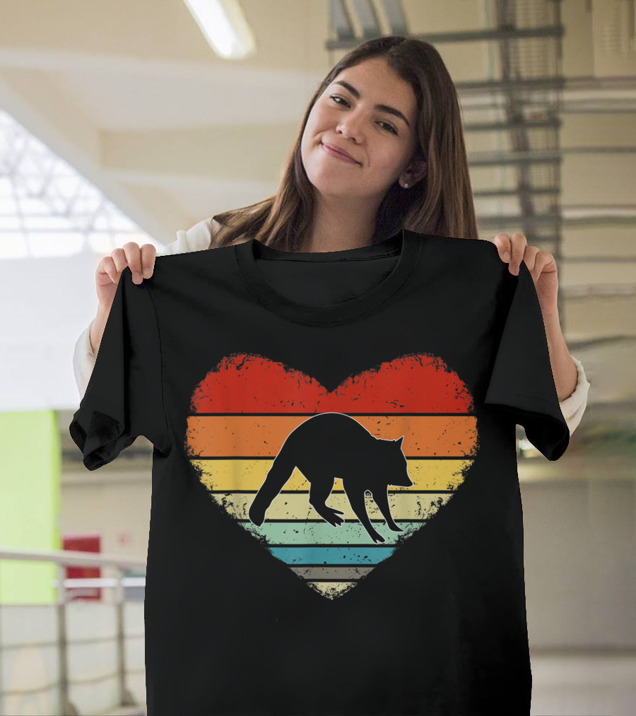 Vintage Retro Heart Raccoon Valentines Day For Him Her T-Shirt