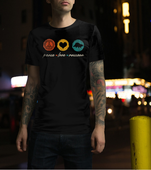 Peace Love Raccoon Vintage Raccoon Lover T-Shirt