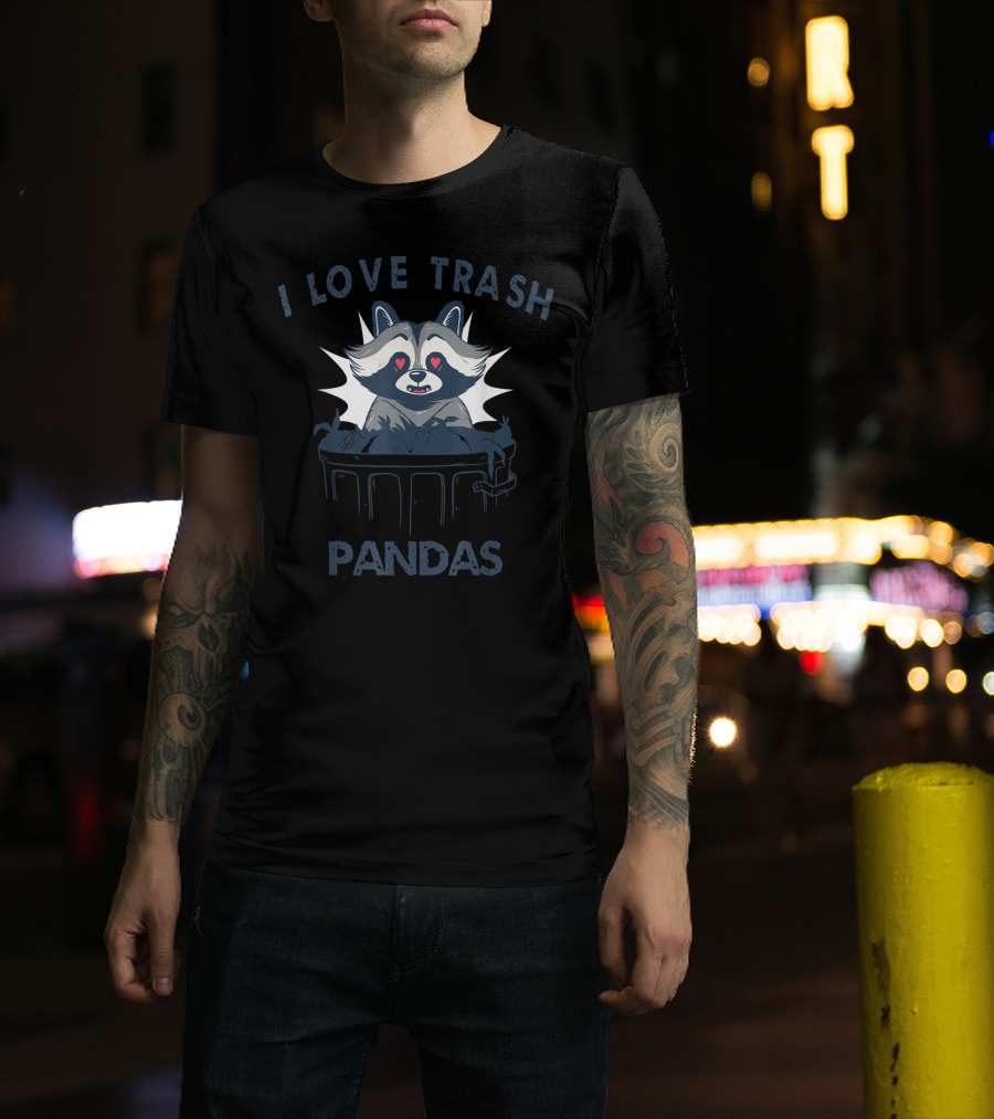 I Love Trash Pandas Raccoon Lovers Christmas Heart Eyes Dumpster T-Shirt