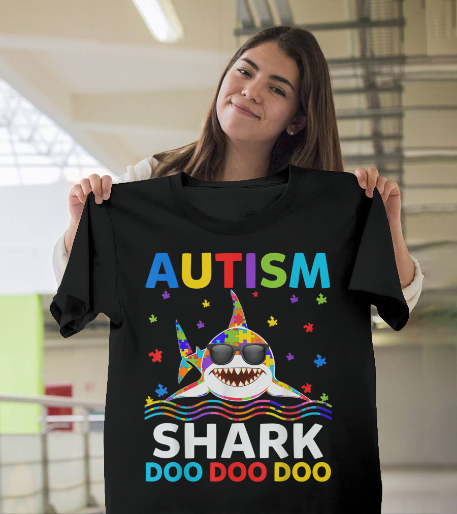 Autism Shark Doo Doo Doo Puzzle Awareness Day Cute T-Shirt