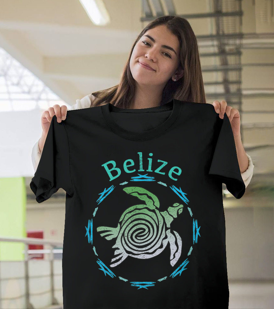 Belize Tribal Turtle Vintage Spiral T-Shirt