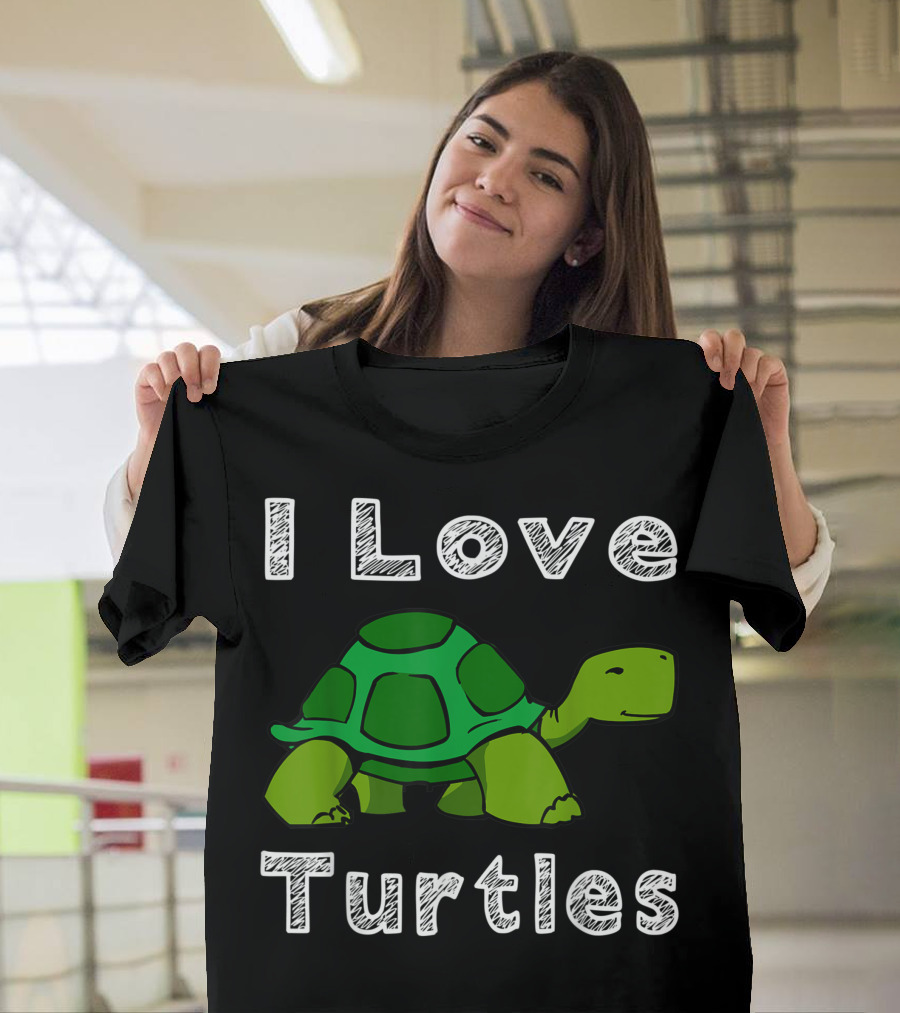 I Love Turtles Tortoise Reptile Zoo Sea Turtle Ocean Cute Green Tortoise T-Shirt