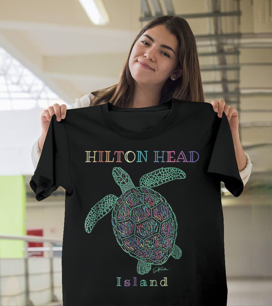 Hilton Head Island Colorful Sea Turtle Art by Jcombs T-Shirt
