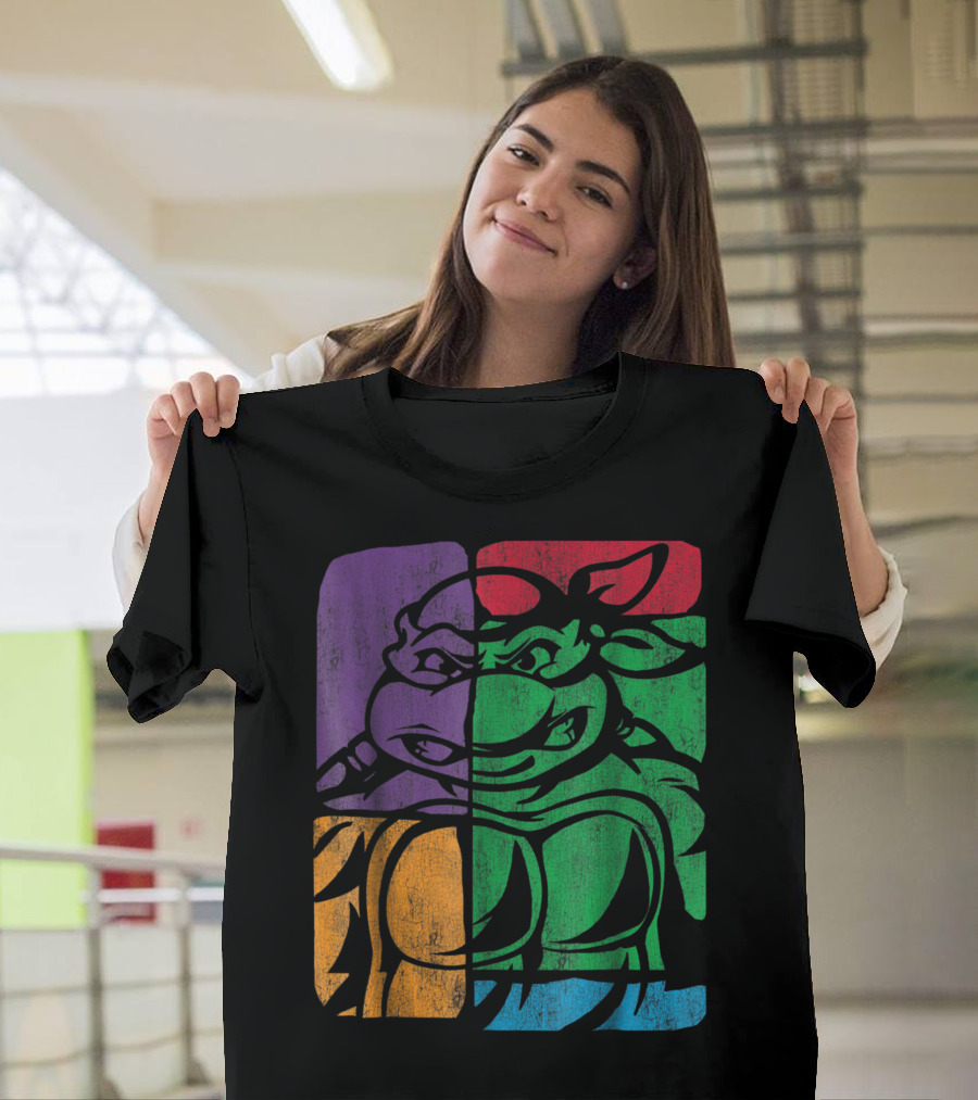 Retro Teenage Mutant Ninja Turtles Color Collage Quadrants T-Shirt