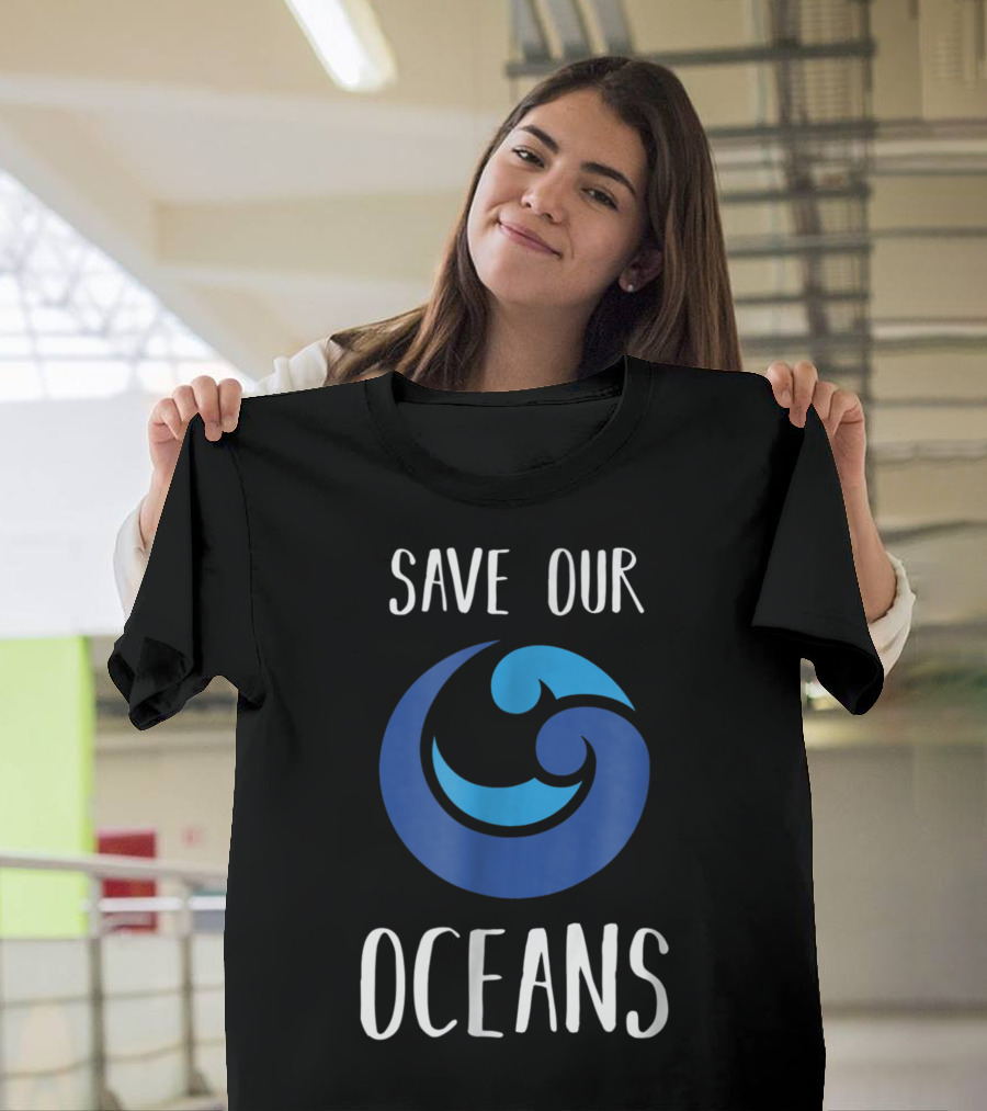 Save Our Oceans Sea Earth Day Ocean Lover Blue Wave T-Shirt