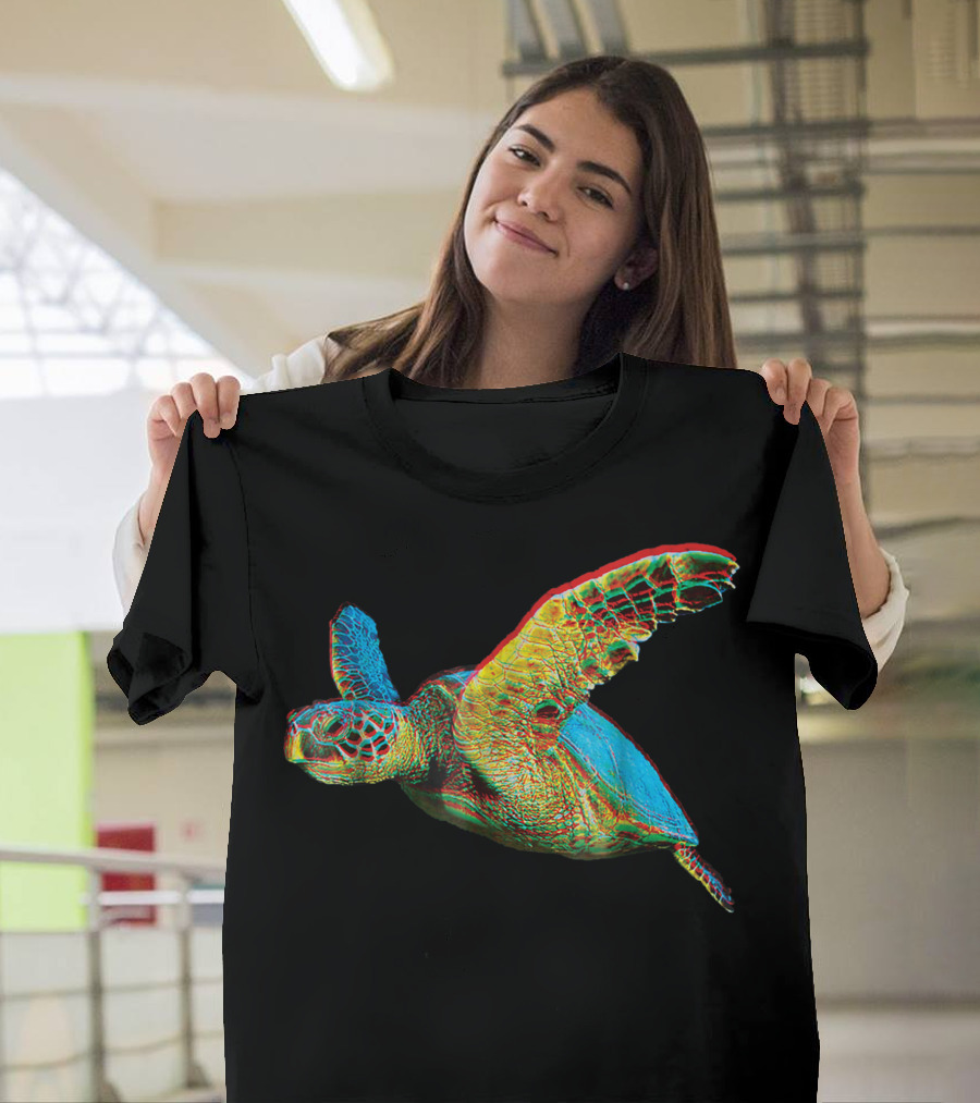 Save Our Turtles 3D Effect Cool World Turtle Day Animal Conservation T-Shirt