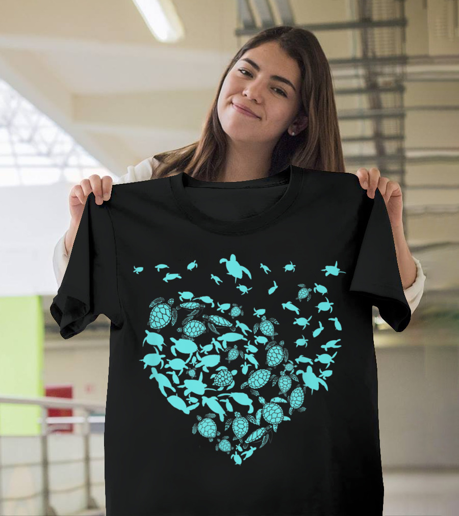 Heart Shaped Ocean Turtle Lovers Save The Ocean T-Shirt