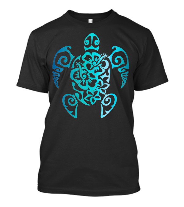 Sea Turtle Hawaiian Floral Tribal T-Shirt