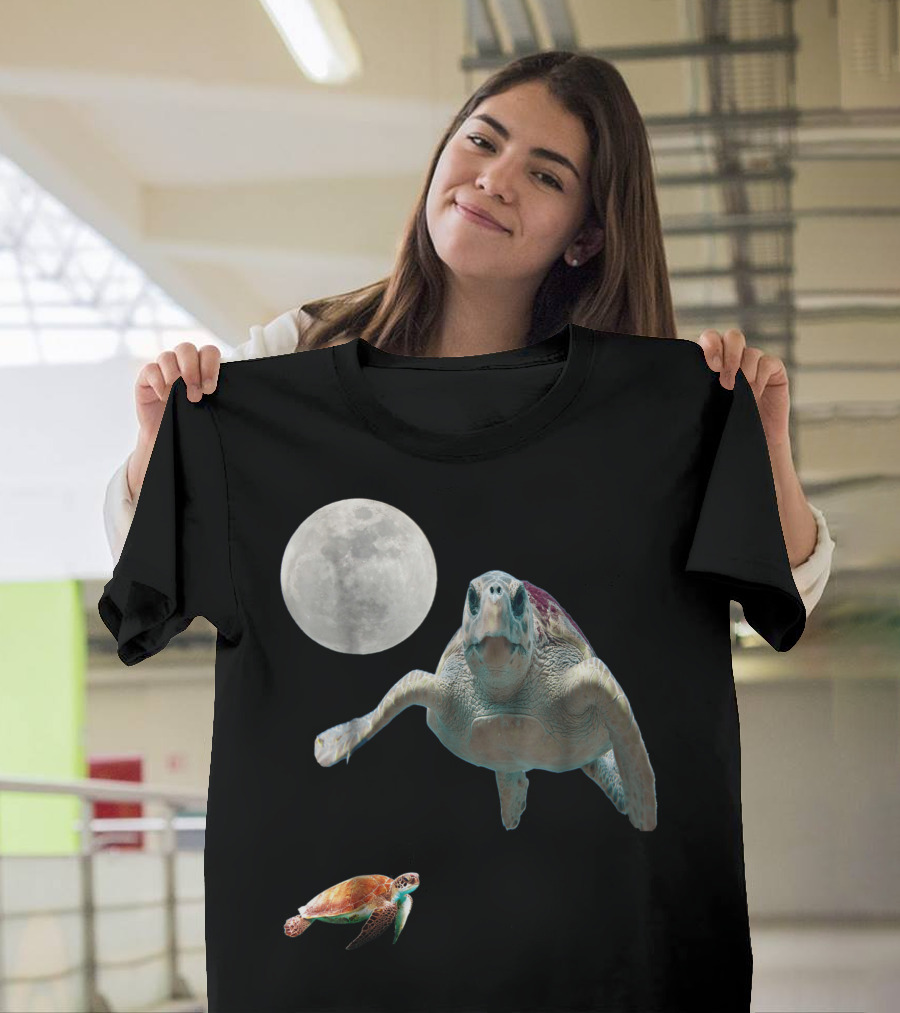 Sea Turtle Vintage 90s Moon-Themed Turtle T-Shirt