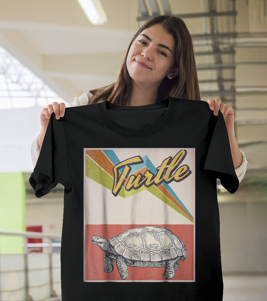 Vintage Turtle Retro Style with Triangular Lines T-Shirt