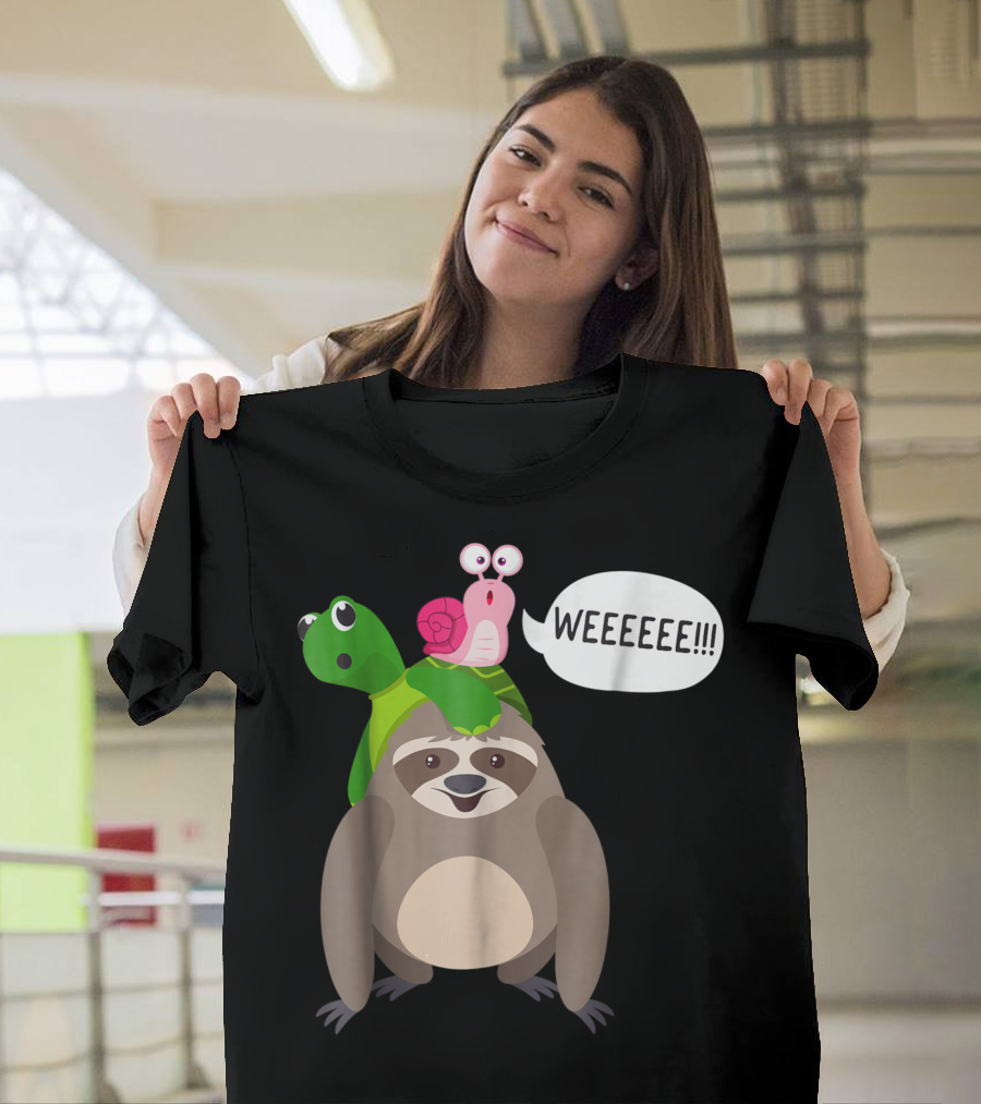 Wee Sloth Turtle Snail Piggyback Animal WEEEEEE T-Shirt