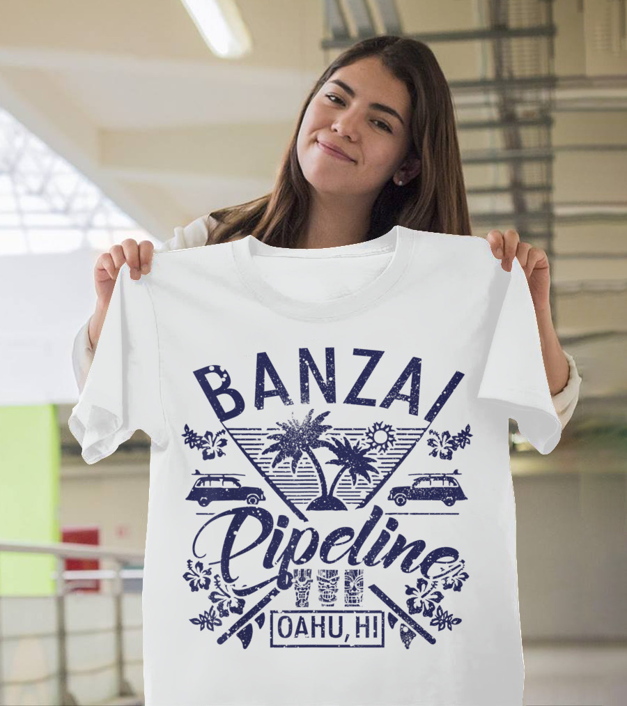Banzai Pipeline Oahu HI Surf Vacation Beach Adventure T-Shirt