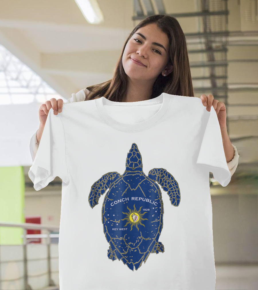 Key West Conch Republic Sea Turtle Flag 1828 T-Shirt