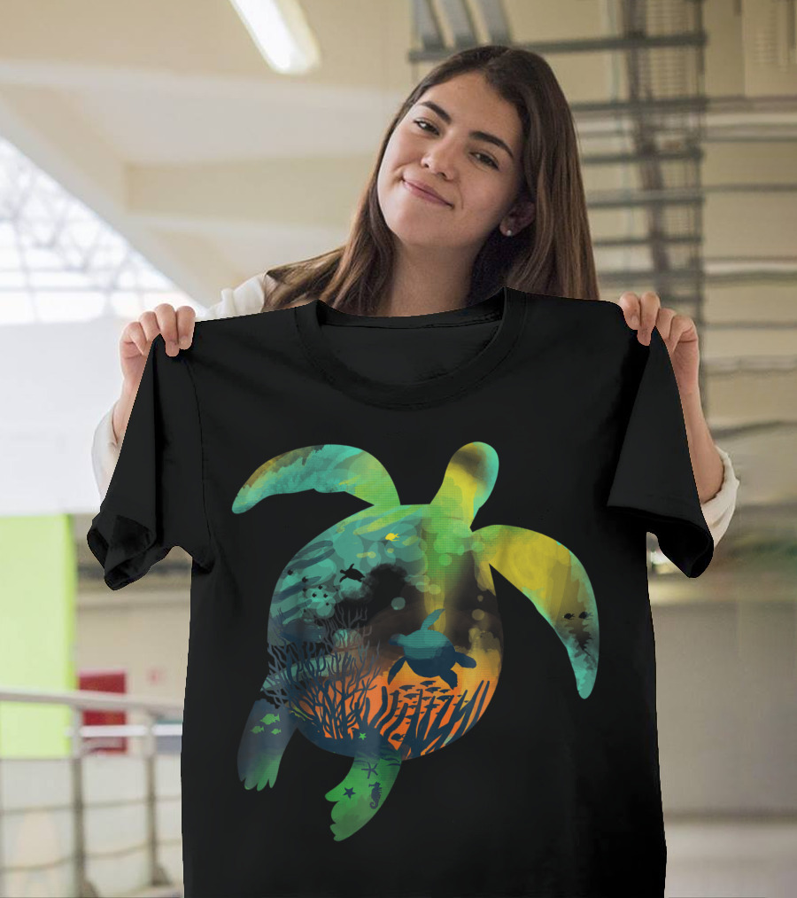 Turtle Reef Underwater Scene with Coral and Marine Life T-Shirt