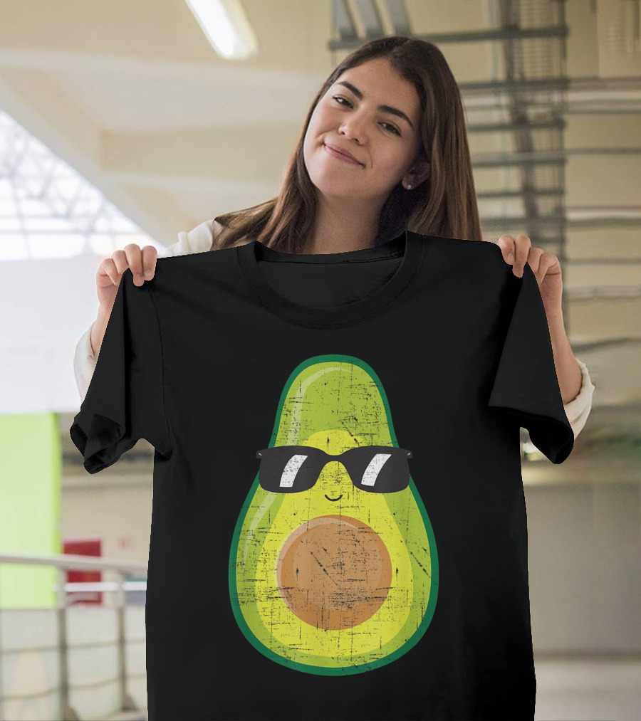 Avocado with Sunglasses Vegan Vegetarian Trendy Cool T-Shirt