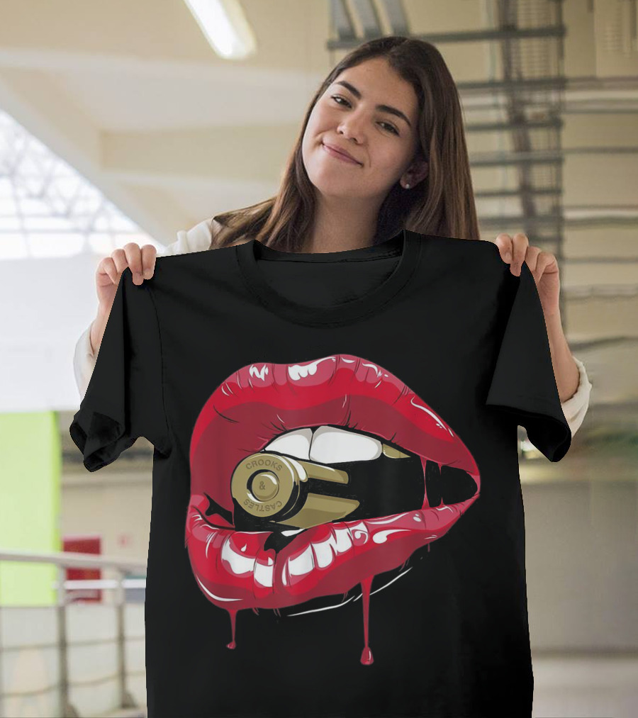Biting the Bullet Red Lipstick Lips Crooks and Castles T-Shirt