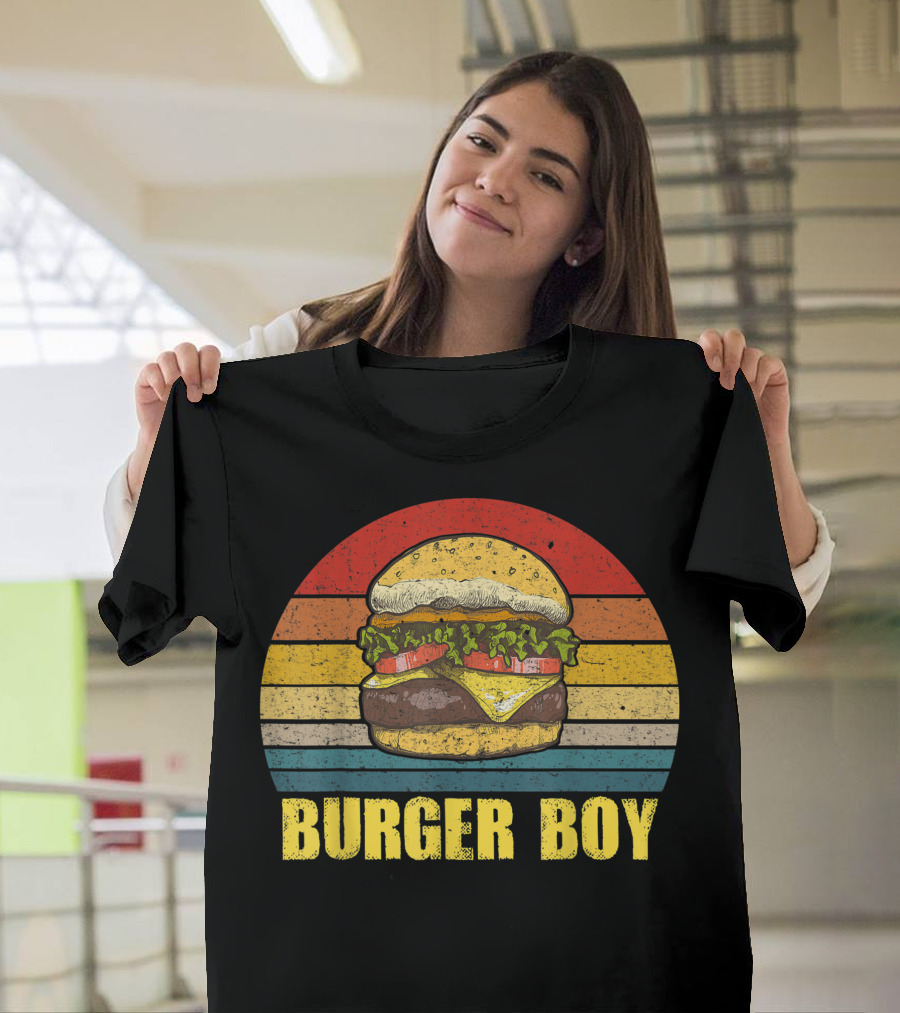 Burger Boy Cheeseburger Lover Retro Hamburger T-Shirt